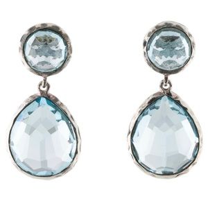 Ippolita sky blue topaz snowman earrings silver very rare huge stones. Beautiful